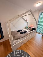 Kinderbett Hausbett 80 × 200cm mit Matratze und 2 Bettkästen