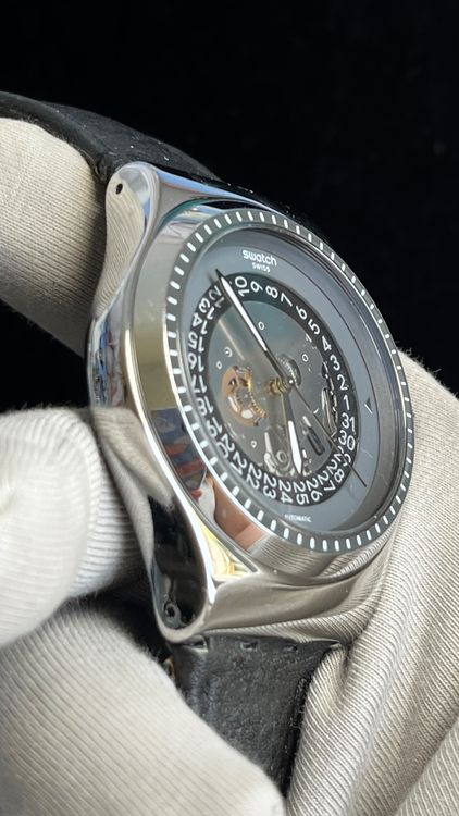 Swatch Orologi: Swatch Automatik Uhr, Lederarmband – Usato da Grenchen venduto da chththl 5