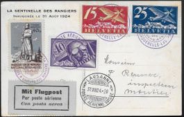 1924 Karte Rangiers Lausanne F3, 5, 7 + Vignette Top ab 1.-