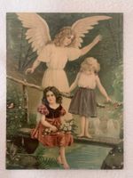 Schutzengelbild Engel bei Mädchen auf Brücke Glücksbringer