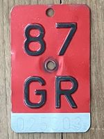 GR 87 - VELONUMMER - FAHRRADSCHILD - PLAQUE DE VELO - GR 87