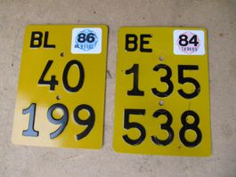 2x alte Mofa Schilder BL und BE