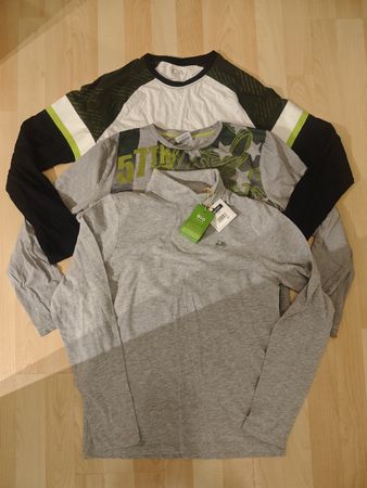 3x Langarmshirts – gross geschnitten (passen 152–158)