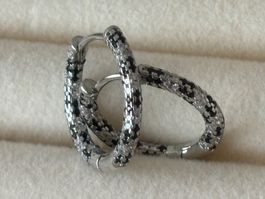 Luxus Elegante Ohrstecker /Creolen Farbe:  Silber Zirkonia