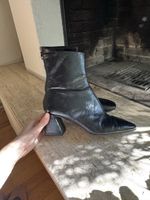 TopShLeather Ankle Boots, Black, Size 38, Zip Detail, Fall 4