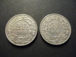 2 x 2.- Fr 1939-40  Superbes pièces  Superbe qualité