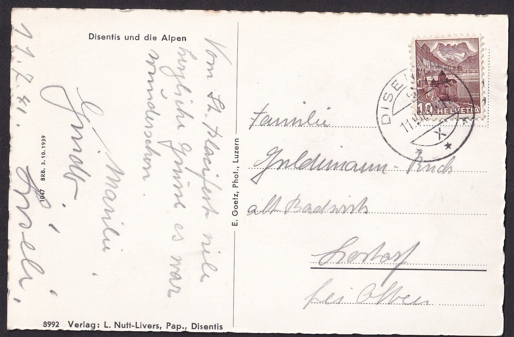 Cartoline postali: Disentis und die Alpen – Usato da Olten venduto da clotaldi 1
