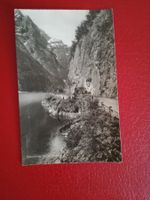 Partie am Klöntalersee Glarus mit kleinem Postauto s/w Karte