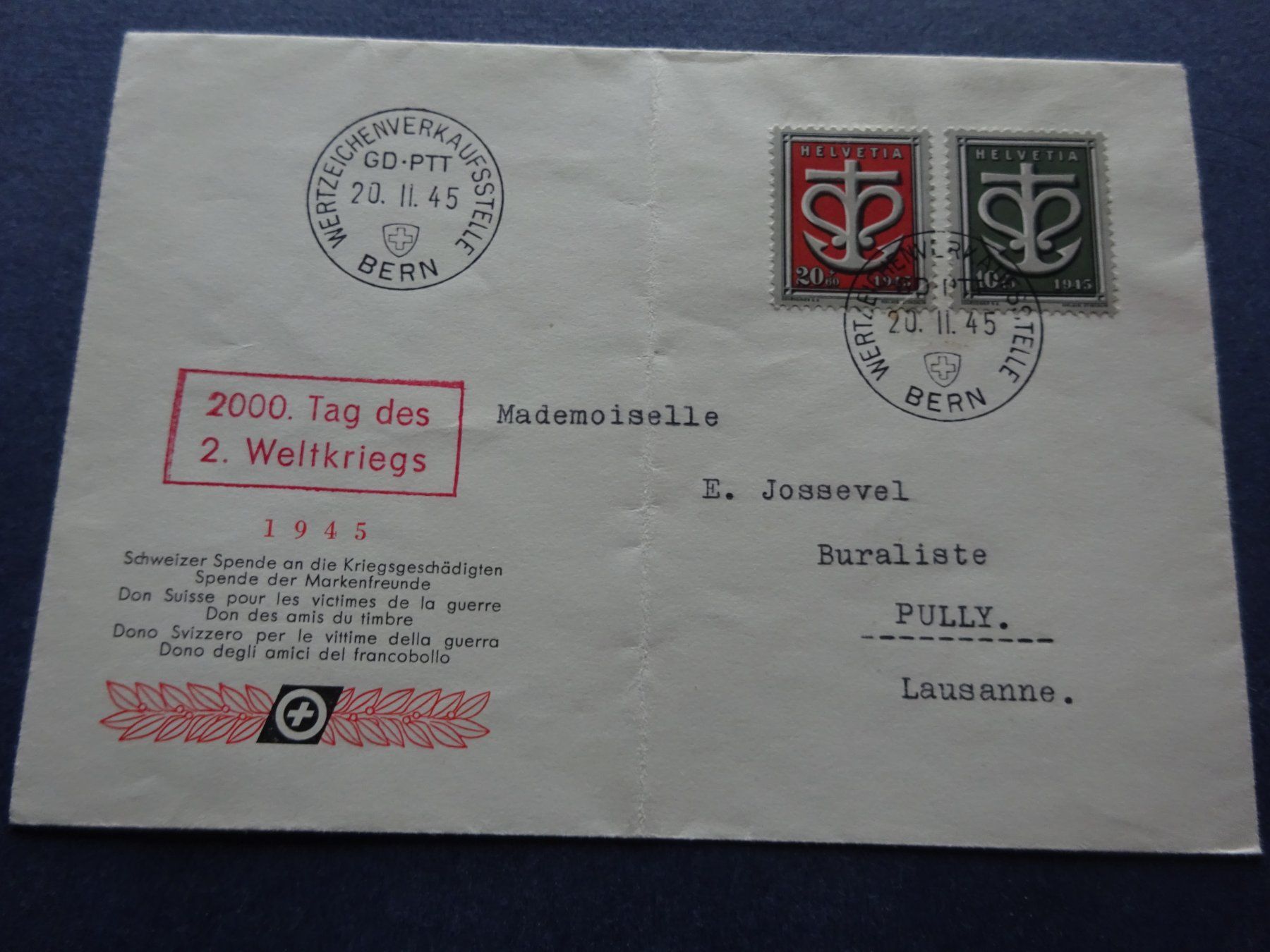 Alle Briefmarken: 1945 W19-W20 Sondermarken FDC – Gebraucht aus Appenzell-Steinegg von adi1975 5