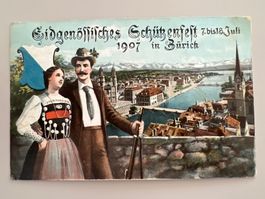 1907  Eidg. Schützenfest Zürich  Offiz. Fest-Postkarte