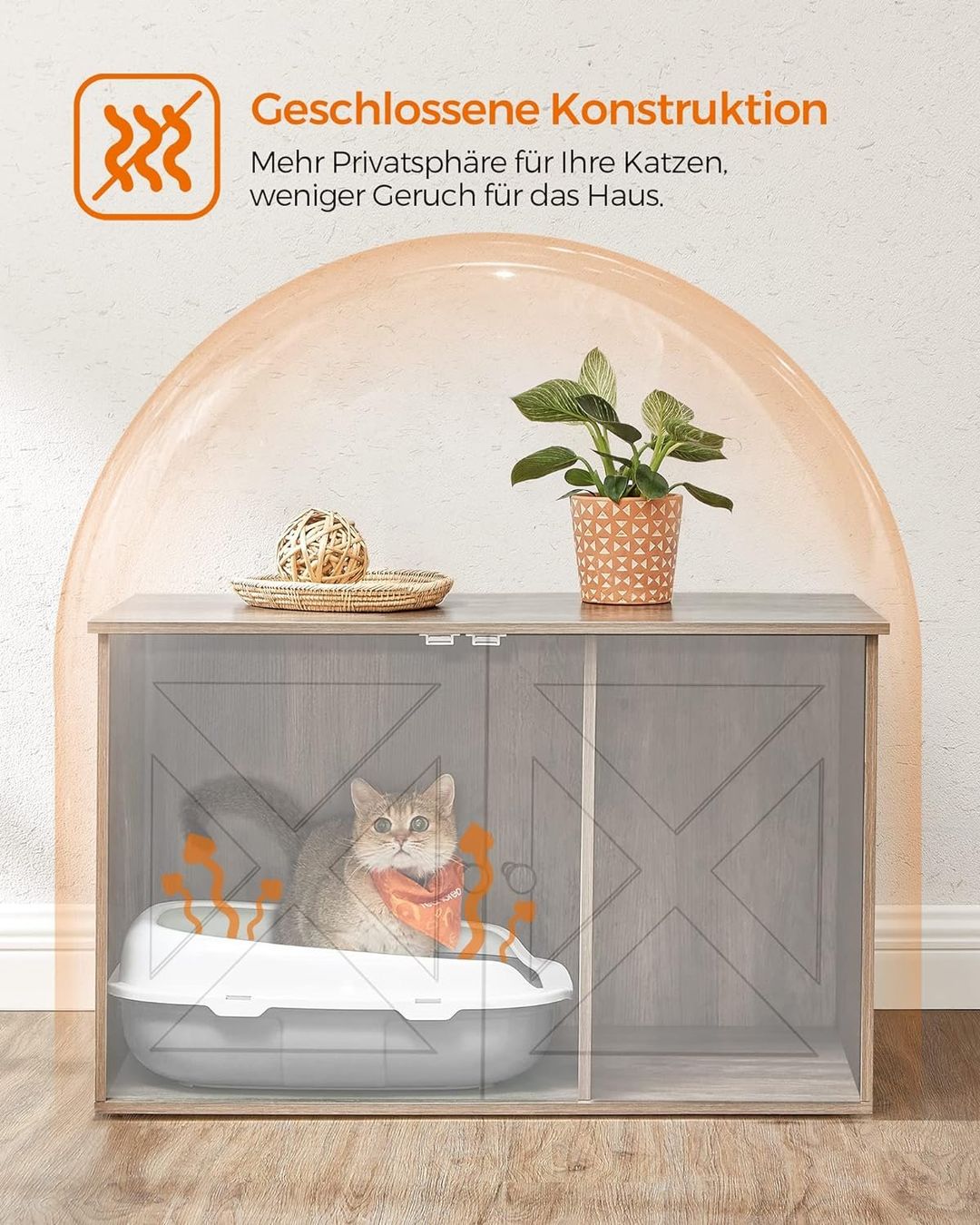 Cucce & Letti: Feandrea Katzenhaus mit Türen Greige – Nuovo e nell'imballaggio originale da Bottighofen venduto da zaap 3
