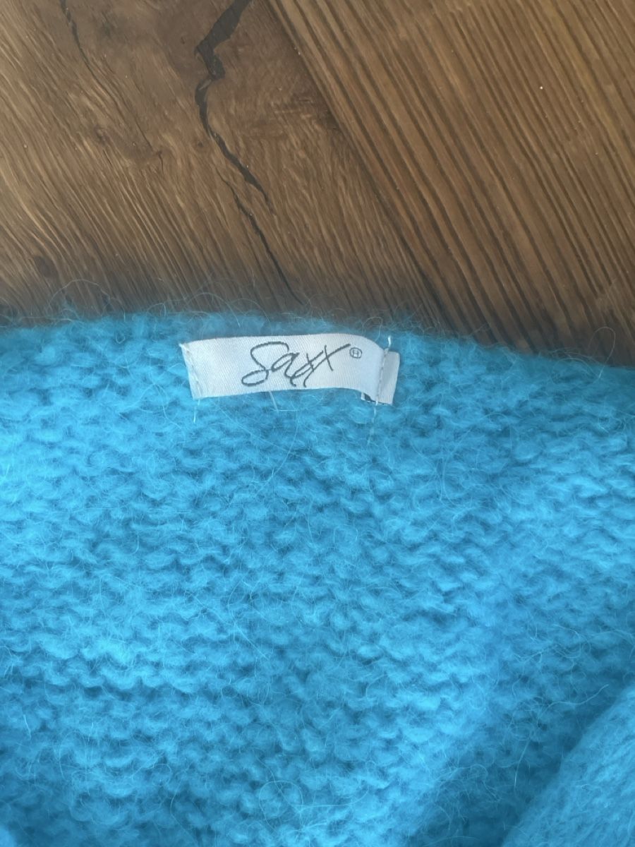 Maglioni & Felpe: Türkiser Saxx Strickpullover mit Peace Zeichen, Gr. M – Usato da Bärschwil venduto da Image-and-more 4