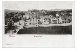 Zürich - Stadt - Kreuzplatz - Tram - echte Foto-AK - um 1905