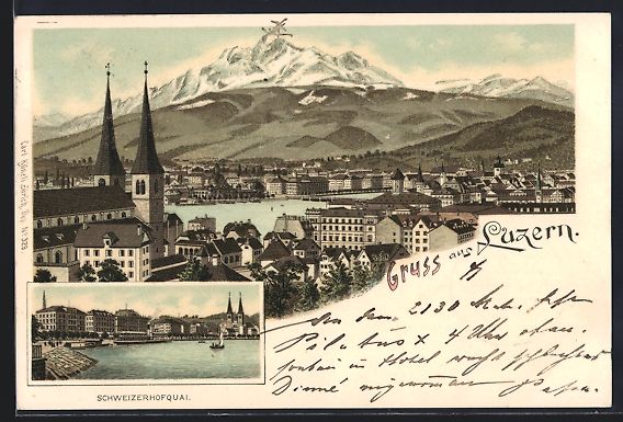 Ansichtskarten: Litho Luzern, Panorama, Schweizerhofquai – Gebraucht aus Berlin von bartko-reher