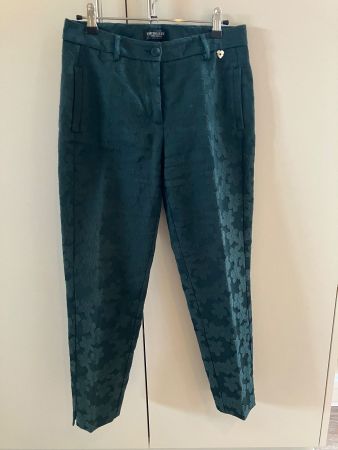 Twinset - Pantalon vert foncé brodé en satin de coton