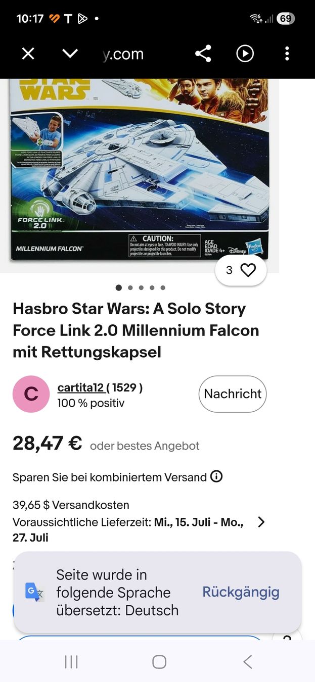 Star Wars Giocattoli: Hasbro Star Wars Millennium Falcon Force Link 2.0 neu – Usato da Oberbüren venduto da Eis100 1