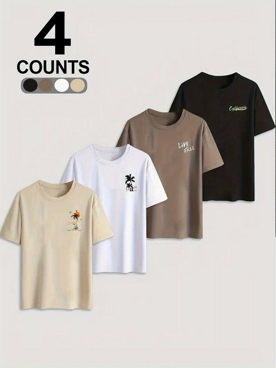 T-Shirts: 4er Set T-Shirts mit Druck Grösse M – Neu und originalverpackt aus Oensingen von Liquidations-Shop