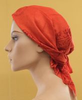 Leichtes Mantra Tuch als Kopftuch Stirnband Schal rot-orange