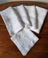 5 edle, weisse Damast-Servietten mit Monogramm
