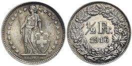 1/2 Franken 1916 (ab)