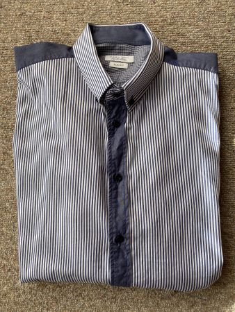 Zara Man Hemd Slim Fit, Grösse L, weiss, grau/blau gestreift