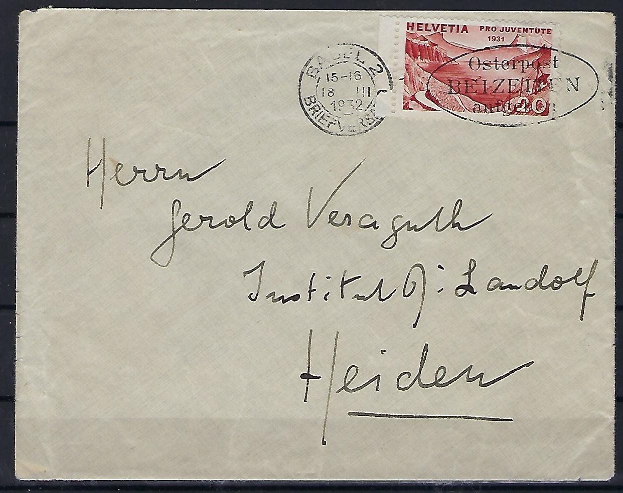 Tutti i francobolli: Pro Juventute 1931 Brief 11381 – Usato da Lunden venduto da Animus999