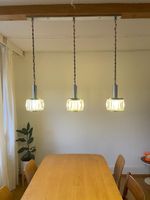 Vintage Esstisch Lampe Leuchte  Kristall und Metall Hänge