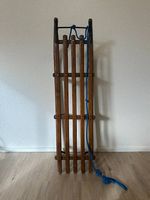 Vintage Davoser Holzschlitten 123 cm mit Metallkufen