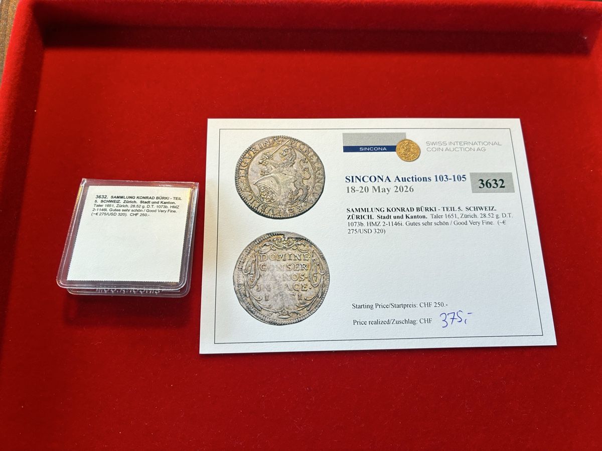 Tutti le monete: Zürich Taler 1651 – Usato da Birmensdorf ZH venduto da VRENELI1897 2