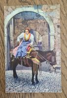 Kunstkarte mit Esel con mulo 1924
