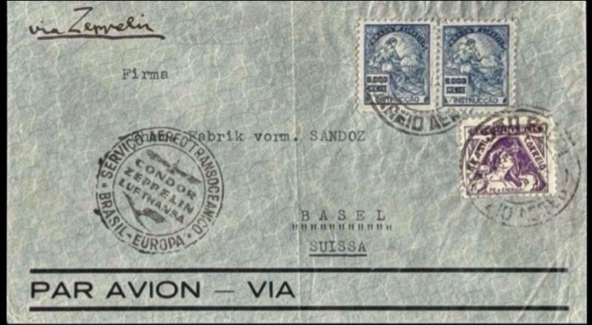 Tutti i francobolli: Brasilien Zeppelin Luftpost Basel 1935 Sandoz – Usato da birsfelden venduto da tim0444