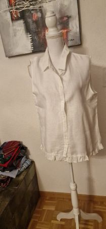 Leinen Blend Bluse Gr L