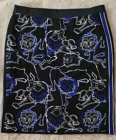 Bleistiftrock schwarz mit Muster Grösse L 40 stretch