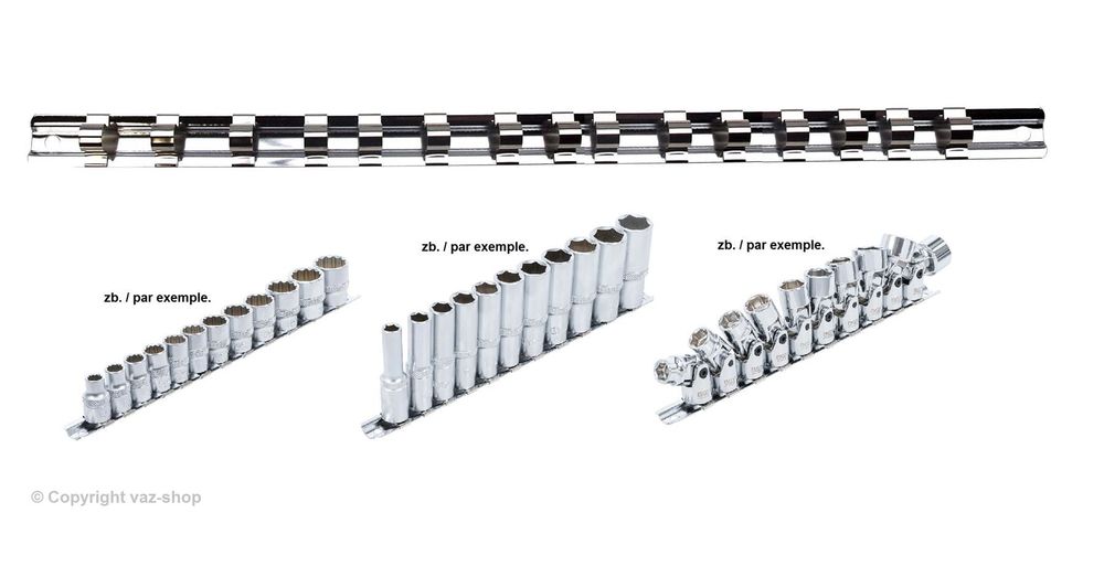 Nuss Halter 2x Aufsteckschienen 1/2 Zoll Mit Je 8 Clips – 200 Mm Lang, Ideal Als Nusshalter Für Werkzeuge Aufsteckleiste 1/2 Mit 8 Clips 200mm Nusshalter Nuss-Set