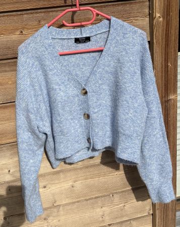 Gilet Bershka bleu clair en maille douce