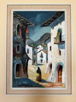 Peinture huile sur toile paysage village signé
