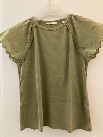 Esprit Shirt Gr. XS, Khaki, Lochspitze, Sommer