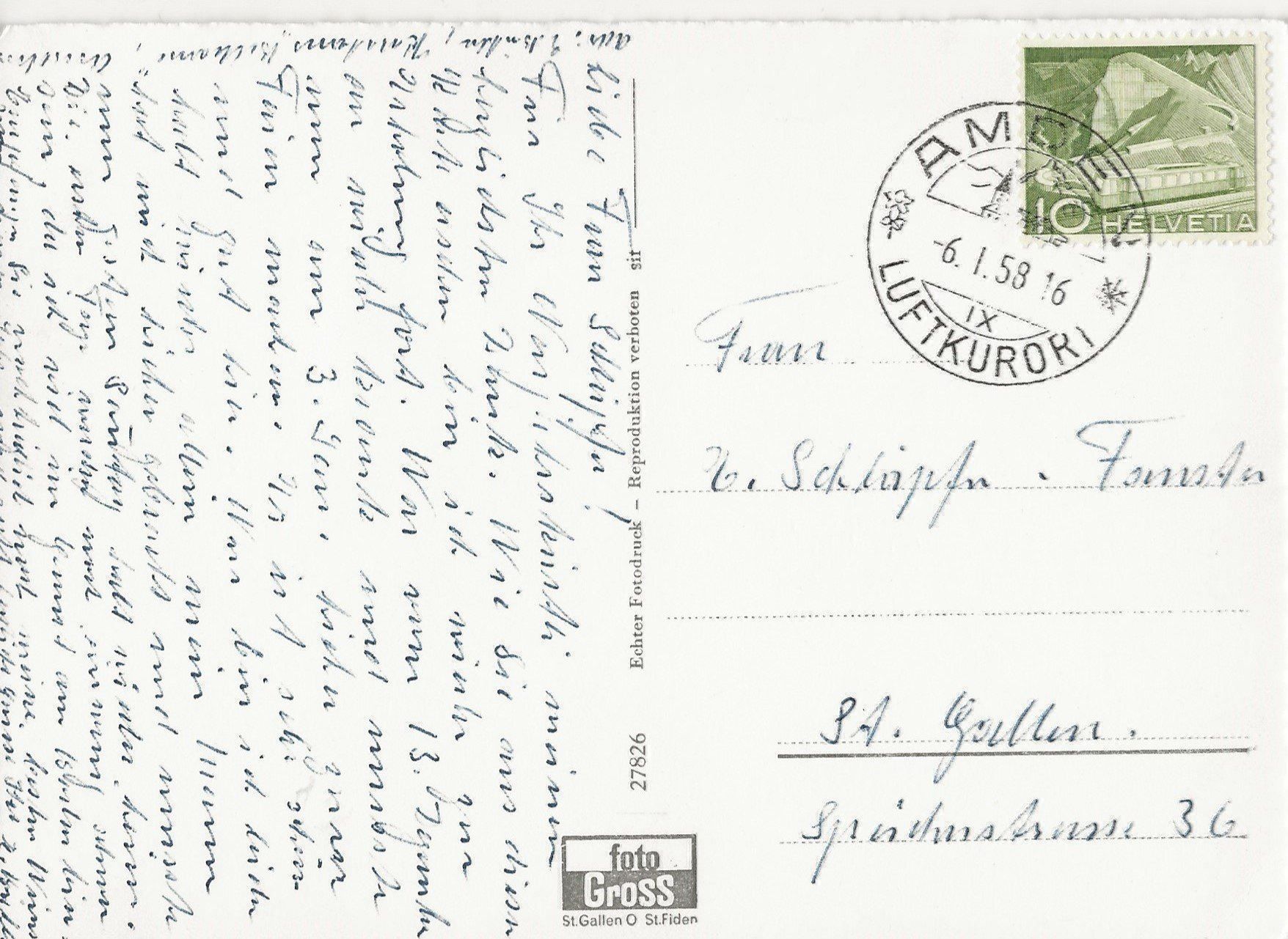 Cartoline postali: Amden,Kurhaus Bellevue,Ortswerbestempel – Usato da Frauenfeld venduto da Merk52 1