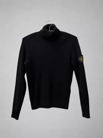 Stone Island Logo Patch Roll Neck Jumper