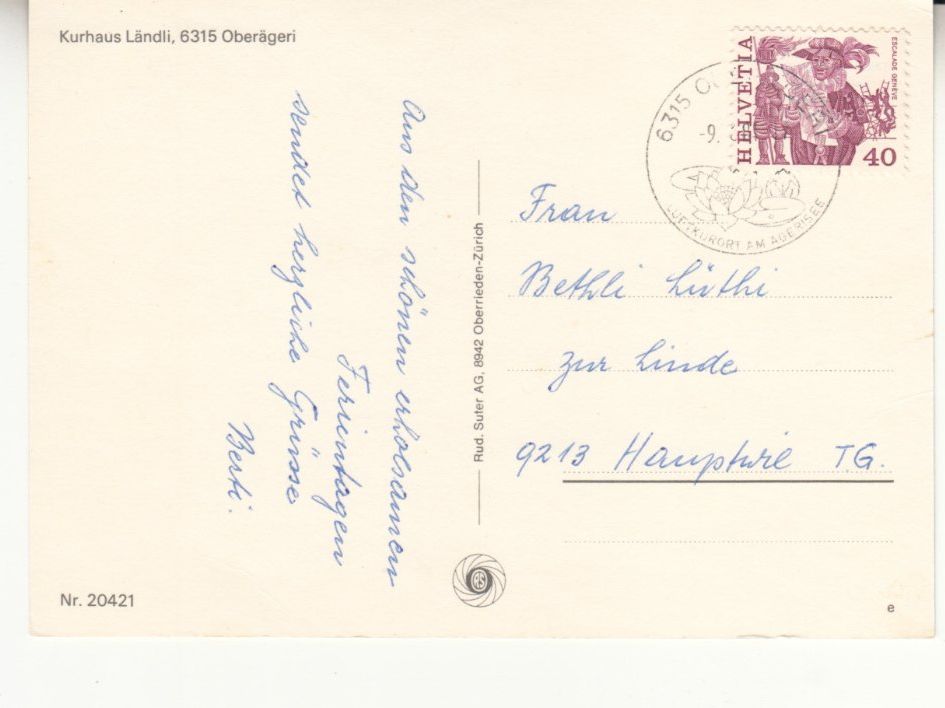 Cartoline postali: Oberägeri Ländli 1981 – Usato da Bürglen TG venduto da StampGraf 1
