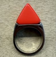 Pinker Statement-Ring, Silberfarben, Grösse 17, Top Zustand!