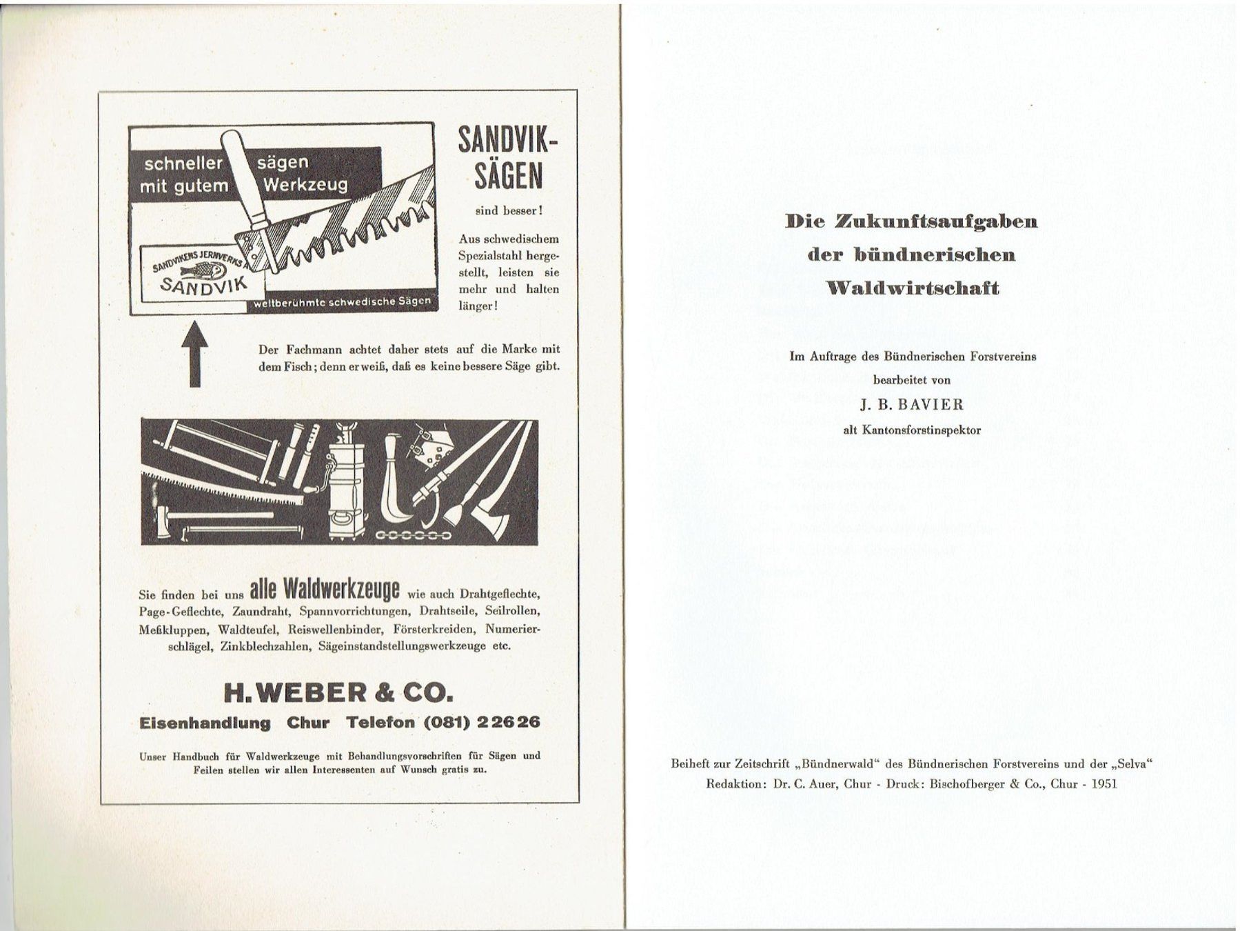 Bücher: Bündnerwald 1951 – Gebraucht aus Flims - Dorf von Stagediver 1