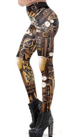 Skinny leggings particolare Steampunk unici, tg M/L- unisex