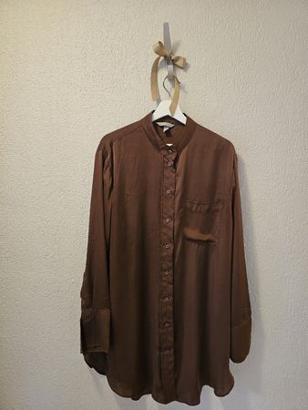 H&M fliessende Long-Bluse, Grösse L, Braun, Bordeaux
