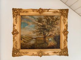 Antikes Landschaftsgemälde „Kellerhals“ 100 x 85cm