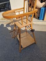 Sesseli, Hochstuhl Holz mit Rollen antik
