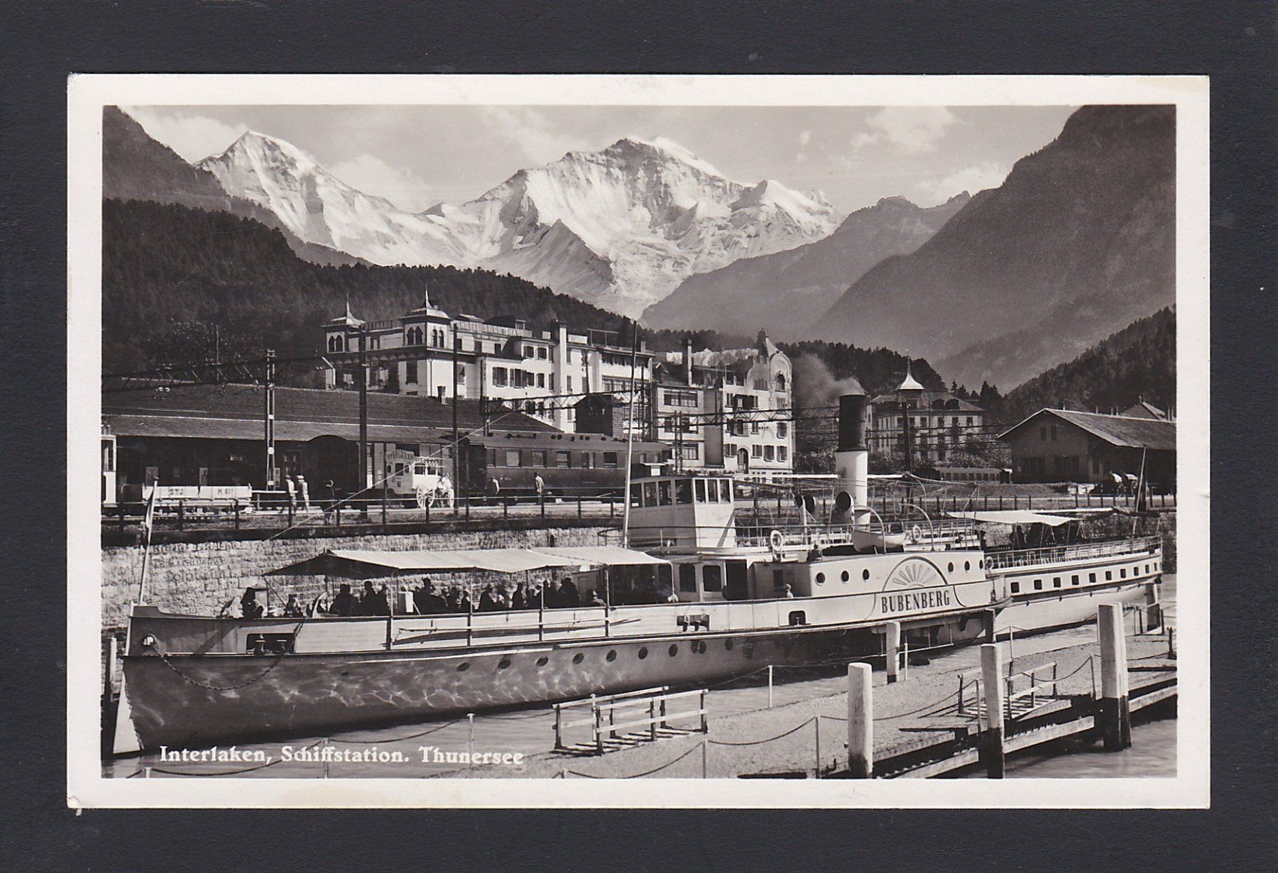 Cartoline postali: Dampfschiff "BUBENBERG" Interlaken Schiffstation, 1938 – Usato da Reiden venduto da cinfis