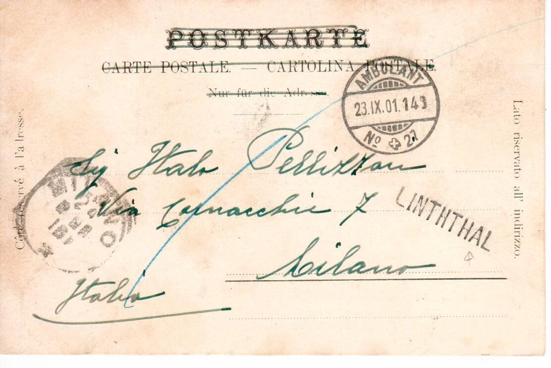 Ansichtskarten: Linthal 1901 - Ambulant - Stabstempel - Linththal – Gebraucht aus Wolhusen von Curver9 1