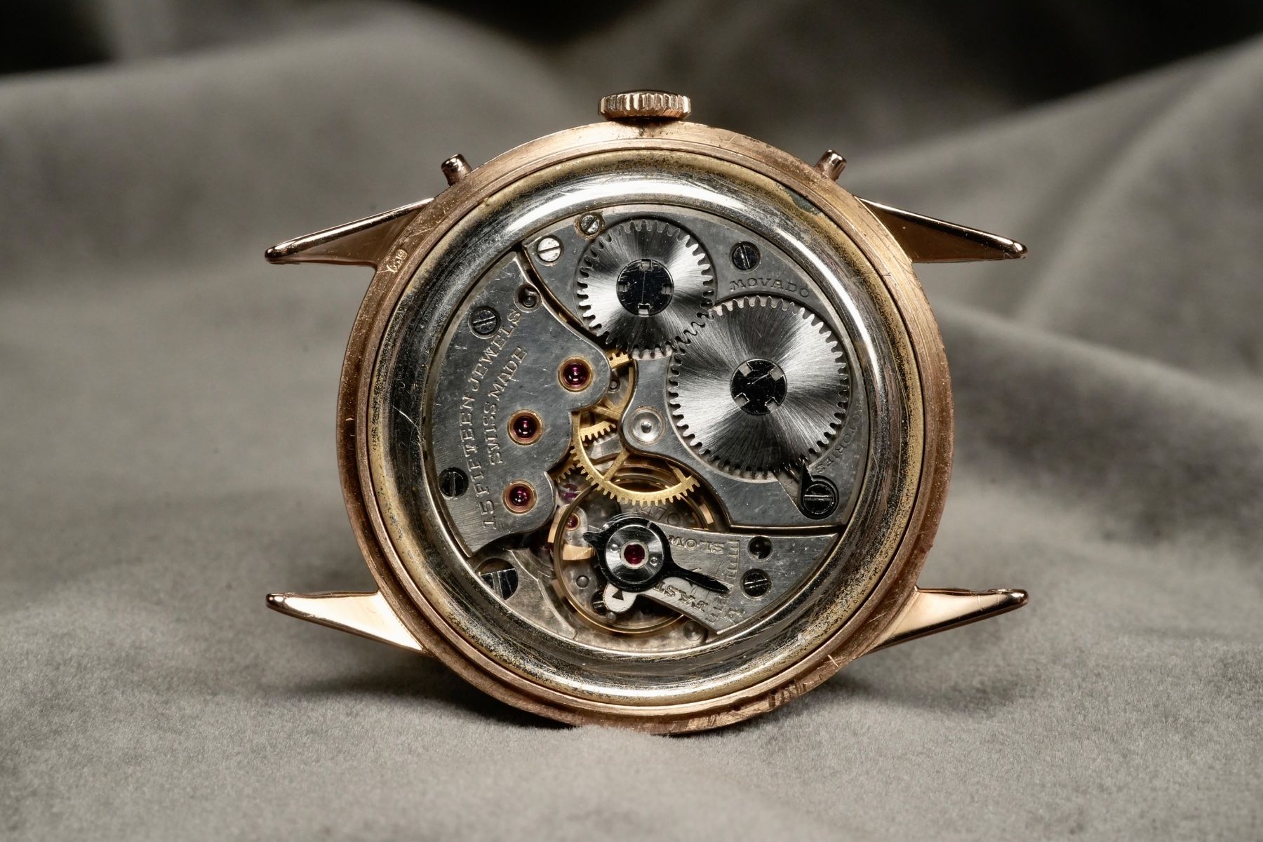 Movado Orologi: Movado Calendograf Original 18kt. Red Gold Ruby Dial – Usato da Morcote venduto da chronoservice 4