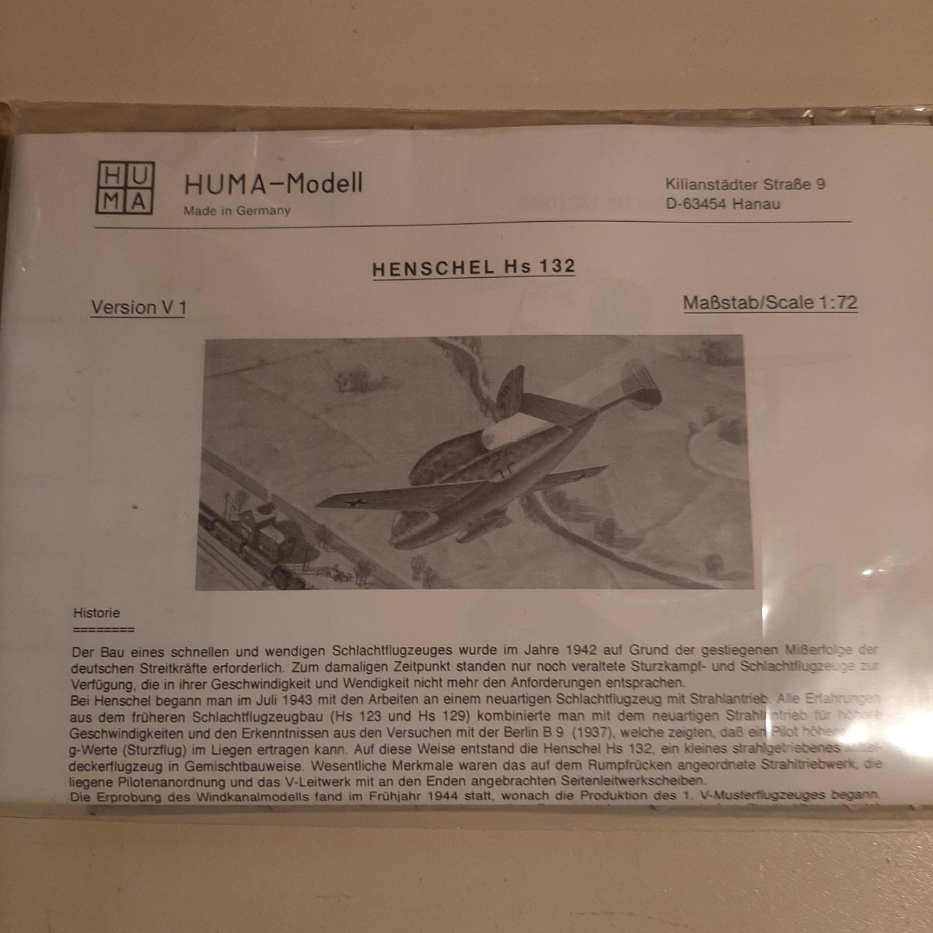 Kit di modellismo & Modellini statici: 3299 ... Henschel Hs 132 ... Huma 2508 – Nuovo (secondo la descrizione) da Bonstetten venduto da Benibanny59 1
